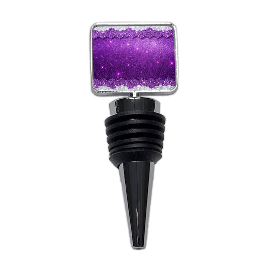Purple Faux Glitter Wine Bottle Stopper