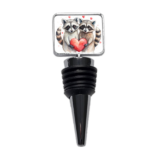 Raccoons In Love With Hearts Valentine's Day Wine Bottle Stopper