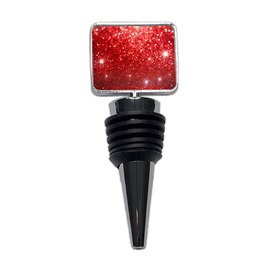Red Faux Glitter Wine Bottle Stopper