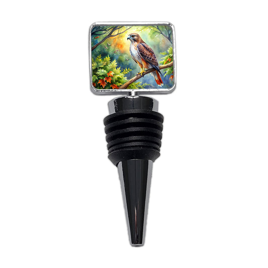 Red-tailed Hawk Raptor Bird Of Prey In Tree Watercolor Wine Bottle Stopper