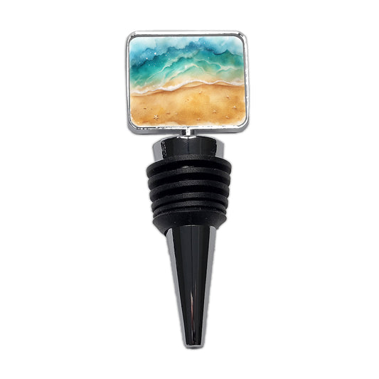 Sandy Tranquil Ocean Beach Wine Bottle Stopper