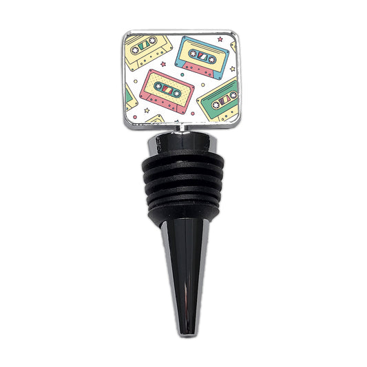 Scattered Cassette Tapes Wine Bottle Stopper