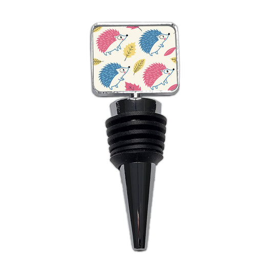 Scattered Hedgehogs Pink Blue Wine Bottle Stopper