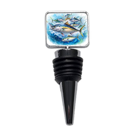 School Of Tuna Deep Sea Sport Fishing Watercolor Wine Bottle Stopper