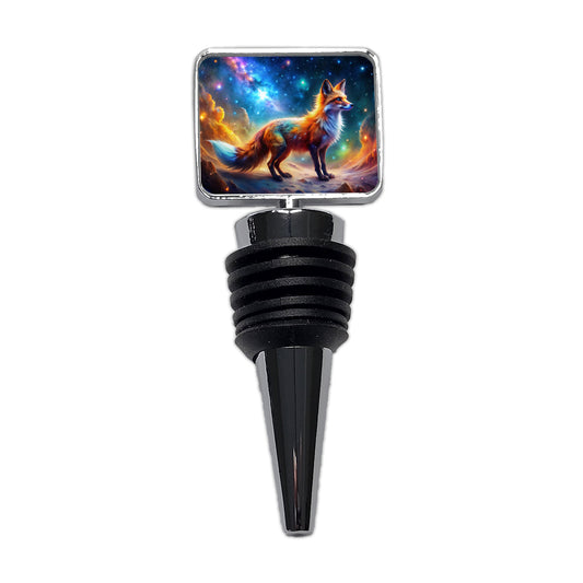 Sci-fi Fantasy Fox In Space Nebula Background Wine Bottle Stopper