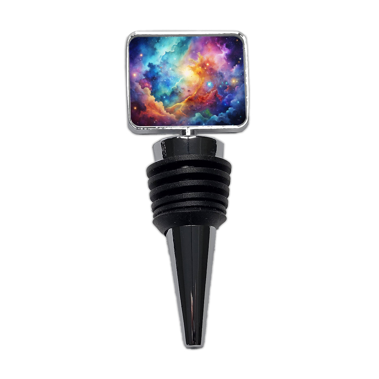 Sci-fi Fantasy Space Nebula Rainbow Watercolor Wine Bottle Stopper