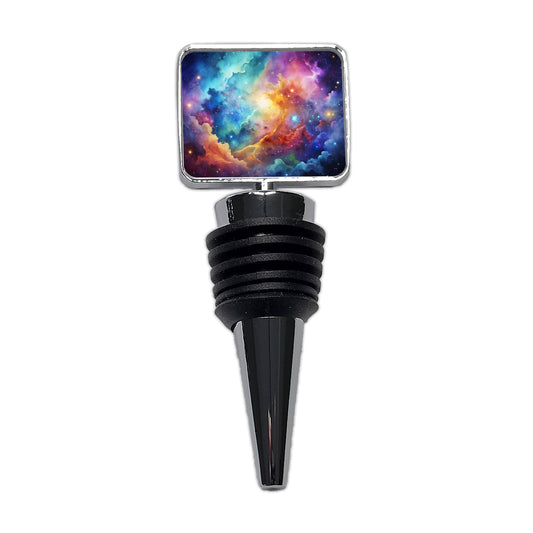 Sci-fi Fantasy Space Nebula Rainbow Watercolor Wine Bottle Stopper