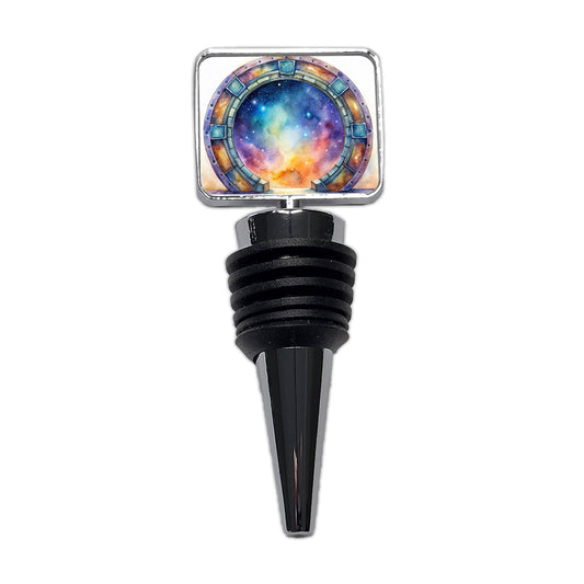 Sci-fi Gate Portal To The Stars Galaxies Watercolor Wine Bottle Stopper