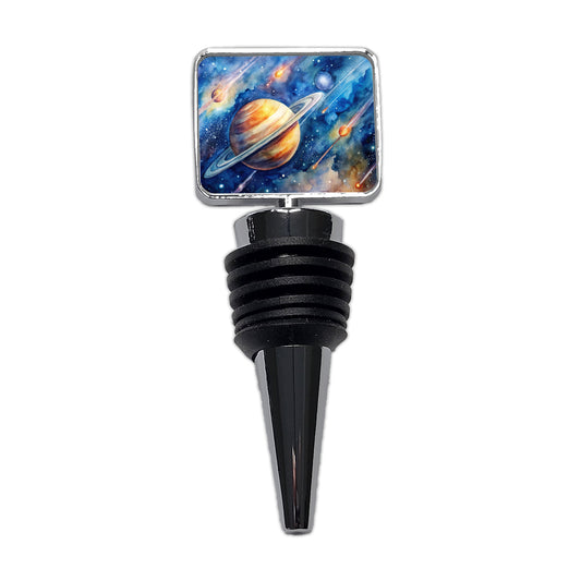 Sci-fi Planet Saturn Meteor Shower Wine Bottle Stopper
