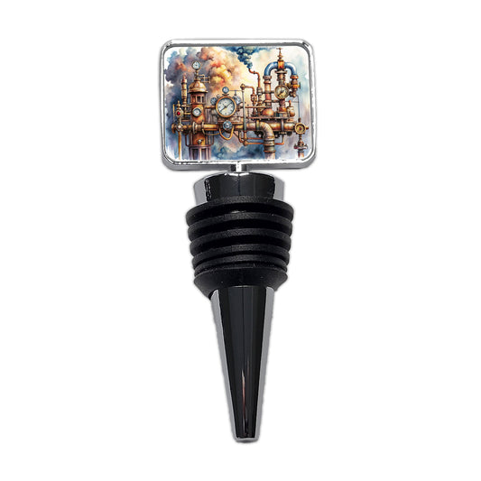Sci-fi Steampunk Pipes Steam Gauges Watercolor Wine Bottle Stopper