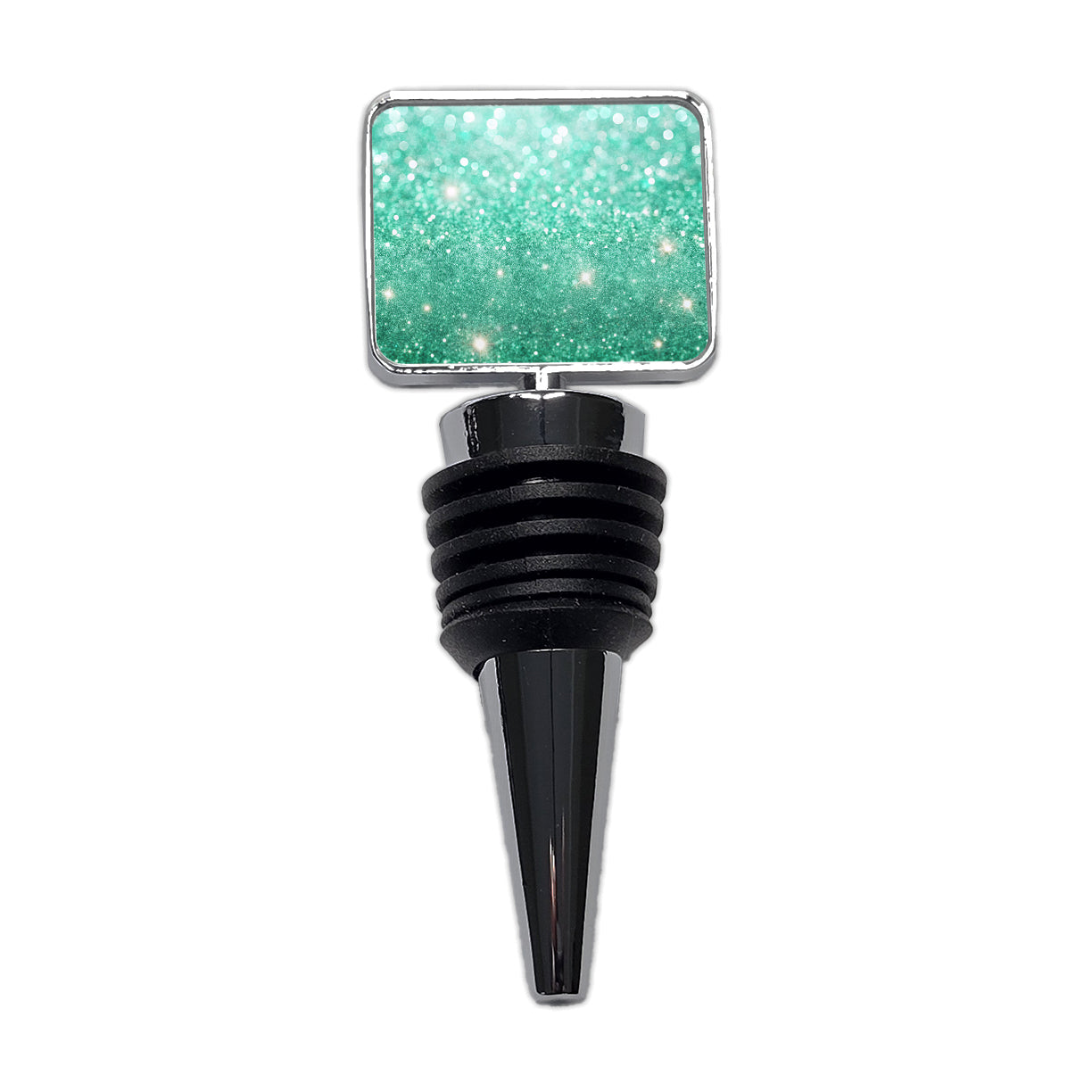 Sea Green Faux Glitter Wine Bottle Stopper
