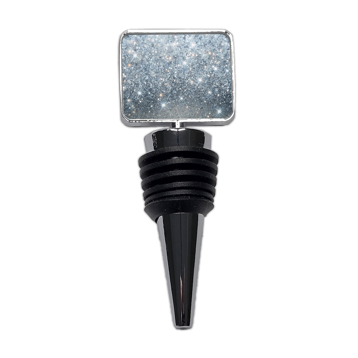 Silver Faux Glitter Wine Bottle Stopper