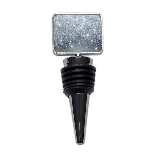 Silver Faux Glitter Wine Bottle Stopper