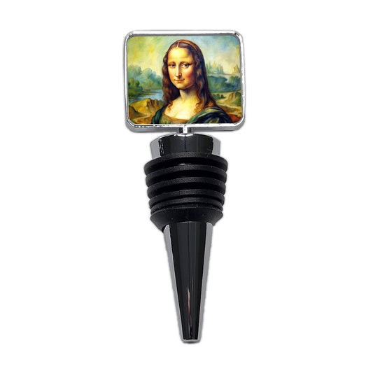 Simple Faux Mona Lisa Watercolor Painting Wine Bottle Stopper
