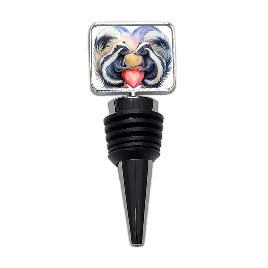 Skunks In Love Hearts Valentine's Day Wine Bottle Stopper