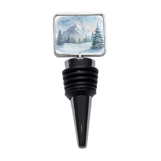 Snowy Wilderness Watercolor Wine Bottle Stopper
