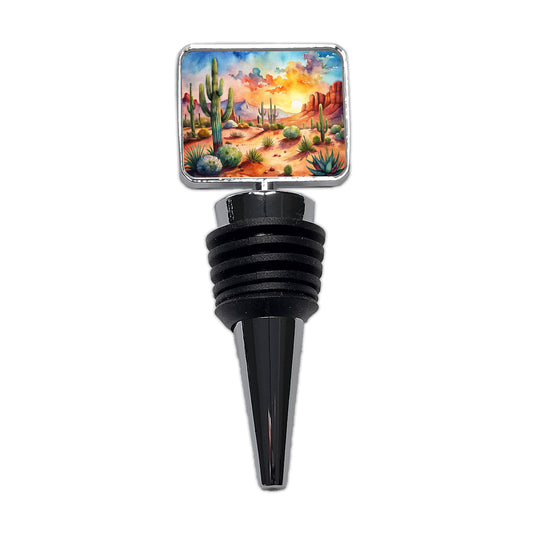 Southwest Desert Cactus Watercolor Wine Bottle Stopper