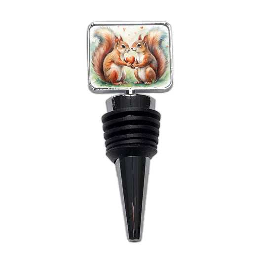 Squirrels In Love Hearts Valentine's Day Wine Bottle Stopper