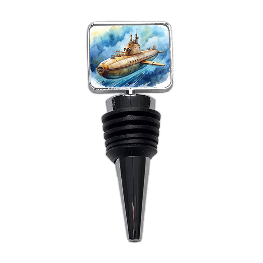 Steampunk Sci-fi Fantasy Flying Submarine Wine Bottle Stopper