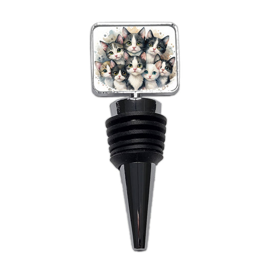 Sweet Black And White Cats Wine Bottle Stopper