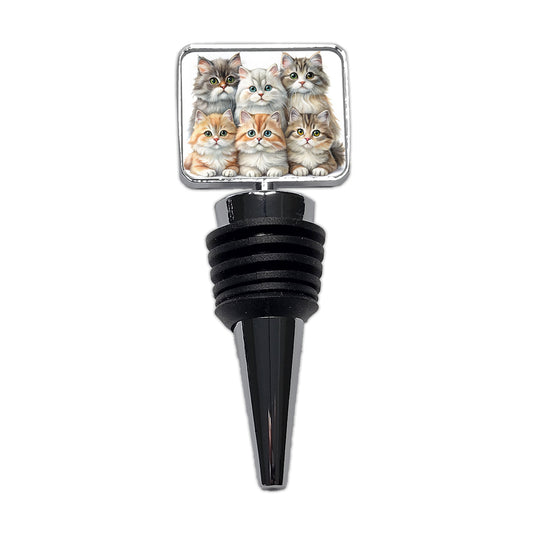 Sweet British Longhair Cats Wine Bottle Stopper