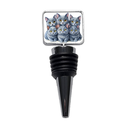 Sweet Chartreux Cats Wine Bottle Stopper