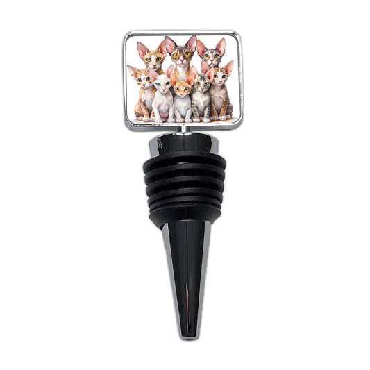 Sweet Cornish Rex Cats Wine Bottle Stopper