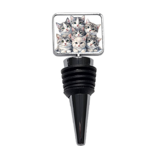Sweet Gray And White Cats Wine Bottle Stopper