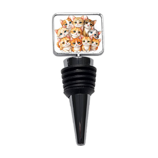 Sweet Orange And White Cats Wine Bottle Stopper