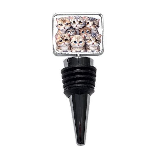 Sweet Scottish Fold Cats Wine Bottle Stopper