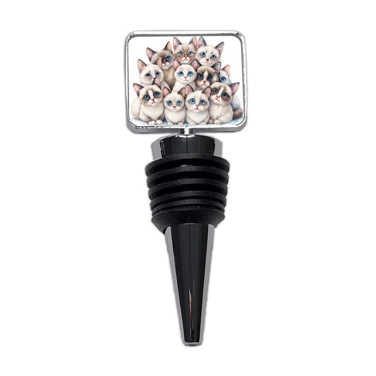 Sweet Snowshoe Cats Wine Bottle Stopper