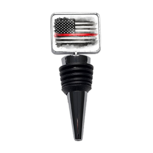 Thin Red Line Black And White American Flag Support Firemen Firefighters Wine Bottle Stopper