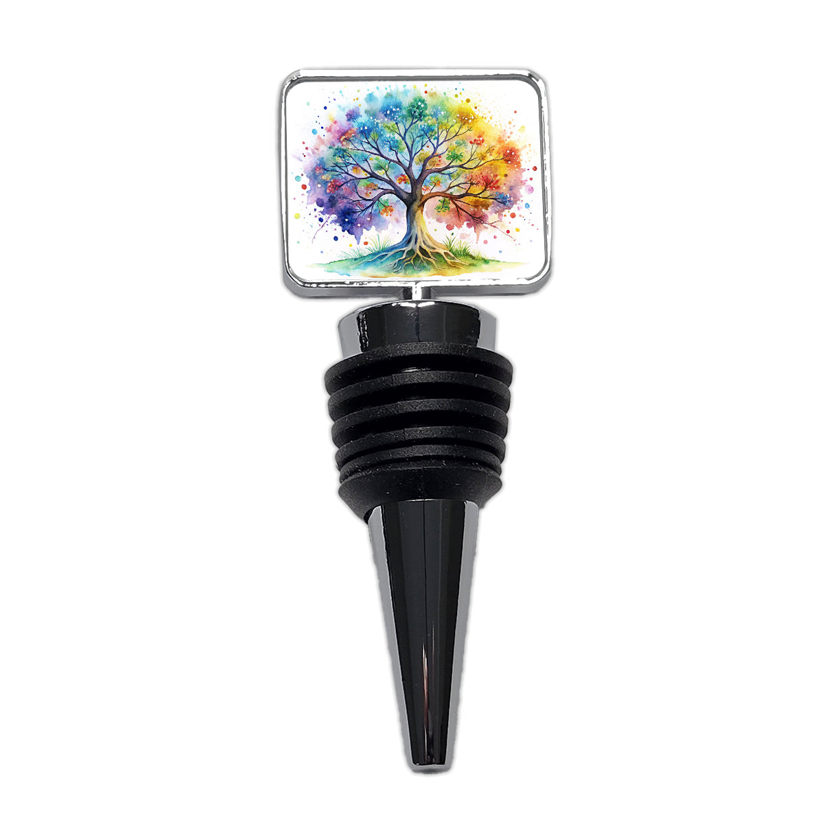 Tree Of Life Rainbow Watercolor Wine Bottle Stopper