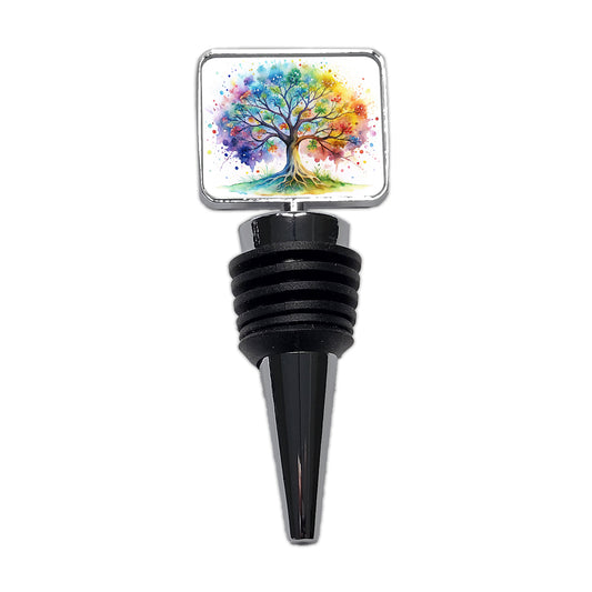 Tree Of Life Rainbow Watercolor Wine Bottle Stopper