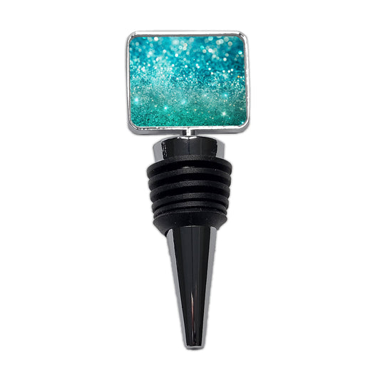 Turquoise Faux Glitter Wine Bottle Stopper