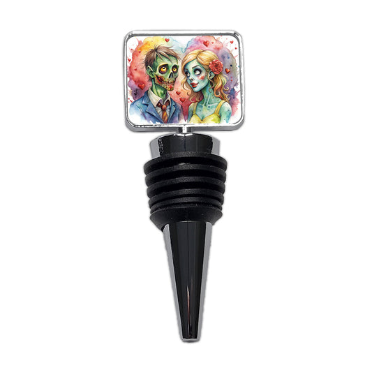 Zombies In Love Valentine's Day Halloween Wine Bottle Stopper