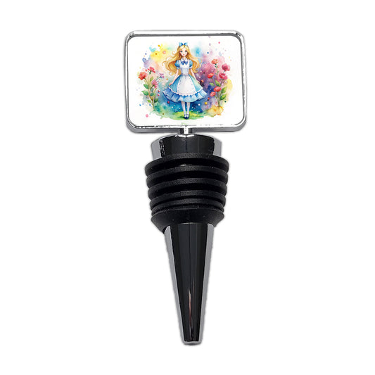 Alice In Wonderland Watercolor Wine Bottle Stopper