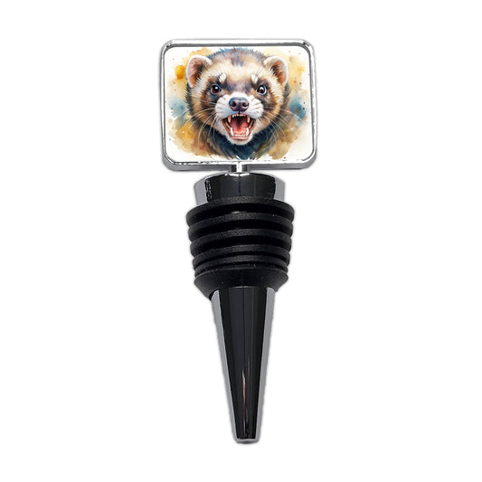 Angry Ferret Watercolor Wine Bottle Stopper