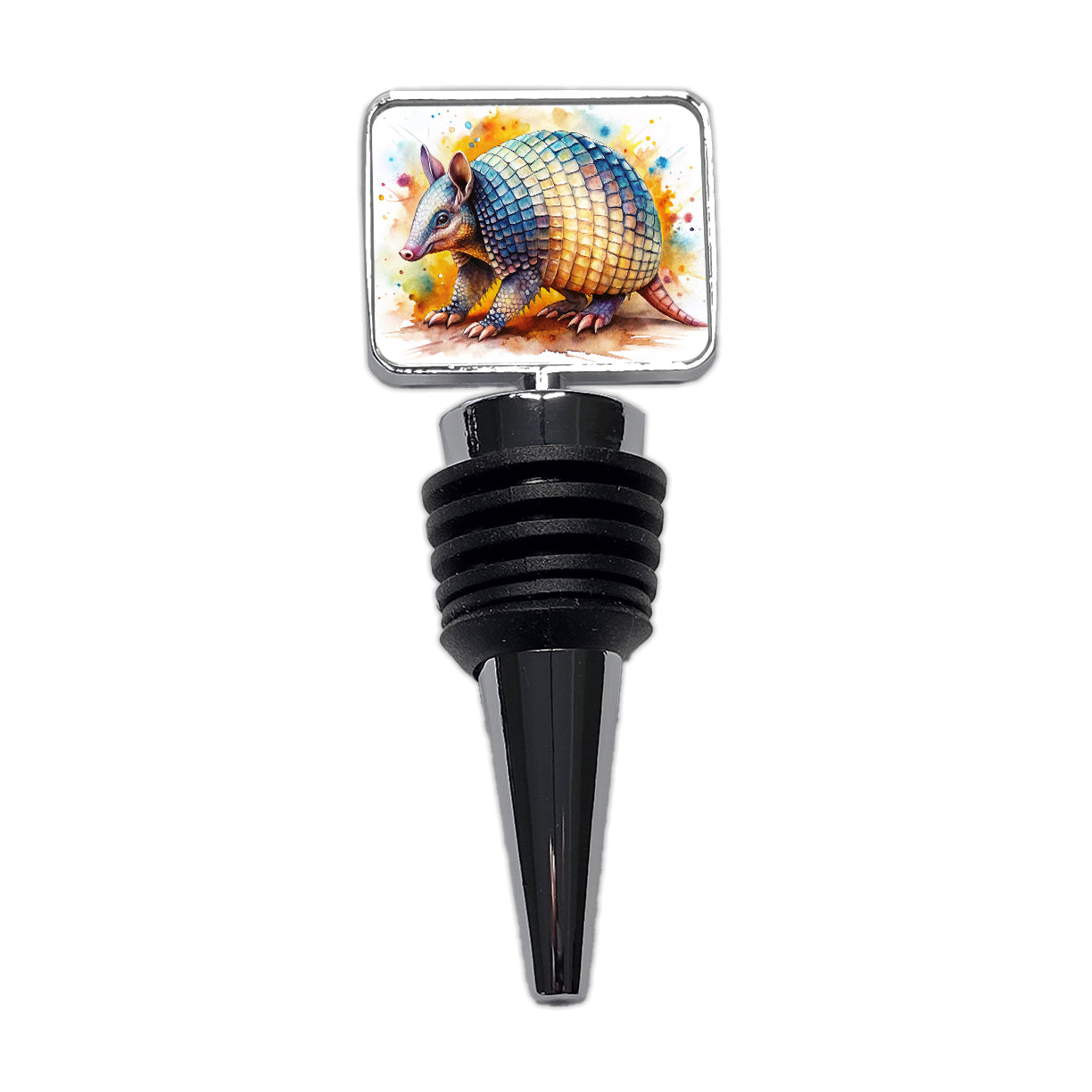 Armadillo Watercolor Wine Bottle Stopper