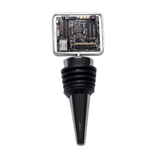Black Gaming Computer Motherboard Wine Bottle Stopper