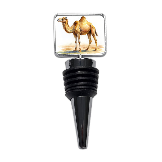 Camel Standing Watercolor Wine Bottle Stopper