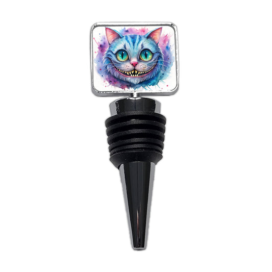 Cheshire Cat Alice in Wonderland Watercolor Wine Bottle Stopper