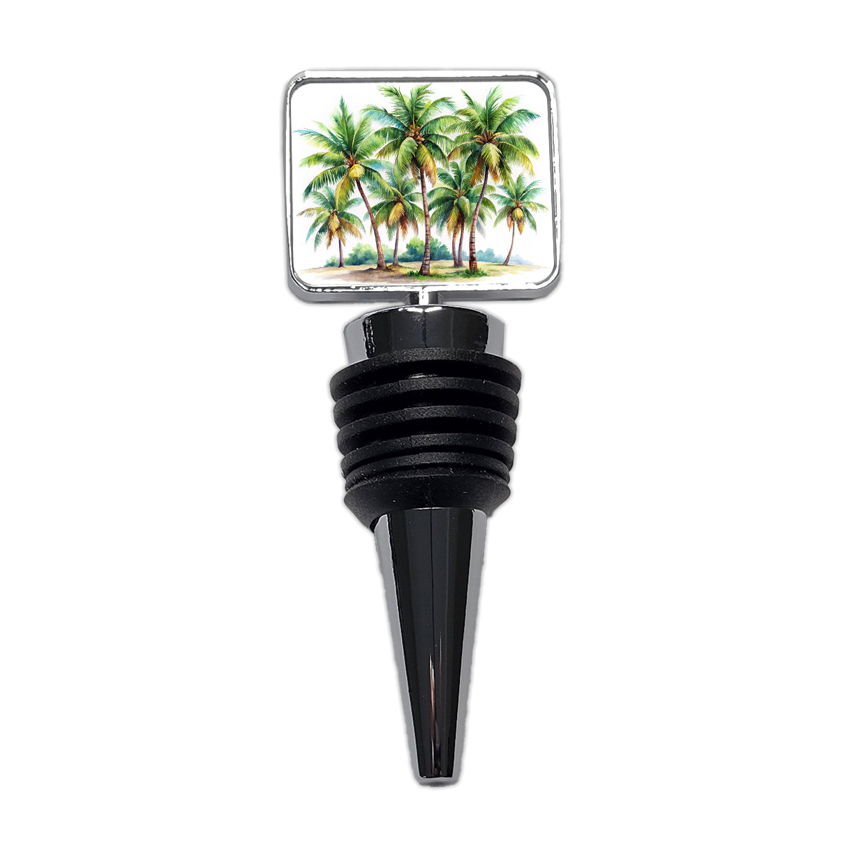 Coconut Trees Tropical Beach Watercolor Wine Bottle Stopper