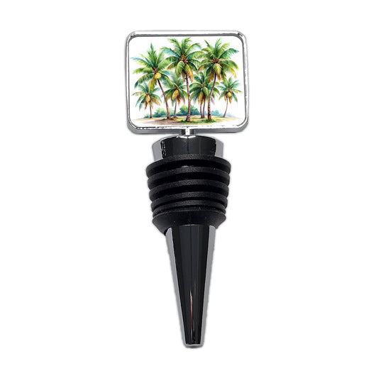 Coconut Trees Tropical Beach Watercolor Wine Bottle Stopper