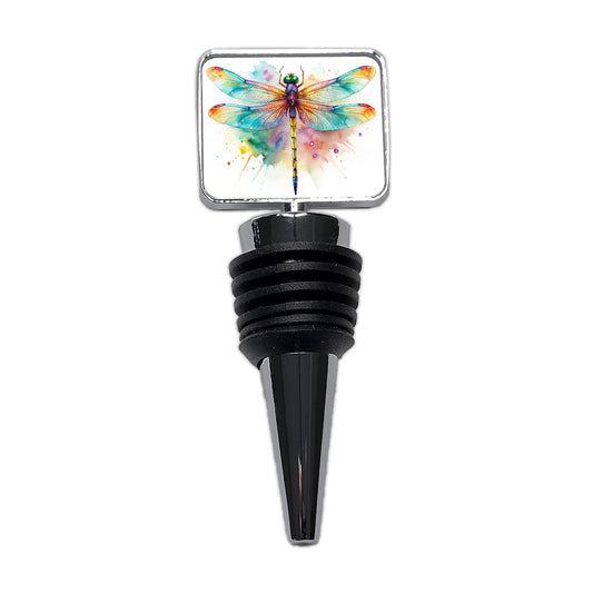 Dragonfly Colorful Background Watercolor Wine Bottle Stopper