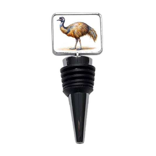Emu Standing Watercolor Wine Bottle Stopper