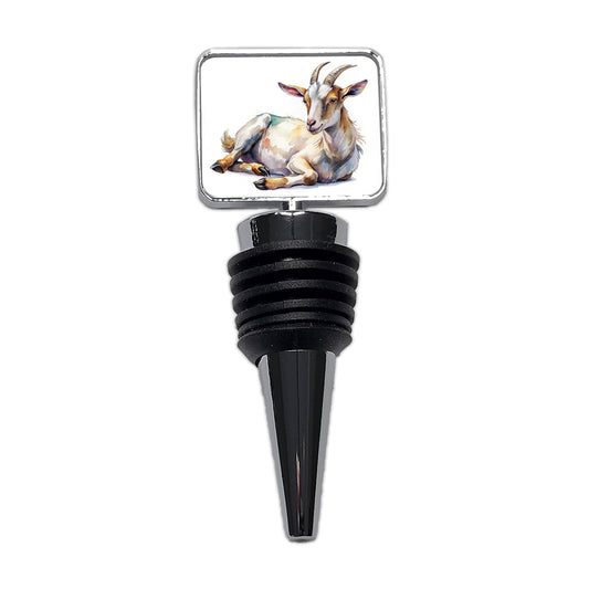 Fainting Goat Lying On Its Side Watercolor Wine Bottle Stopper