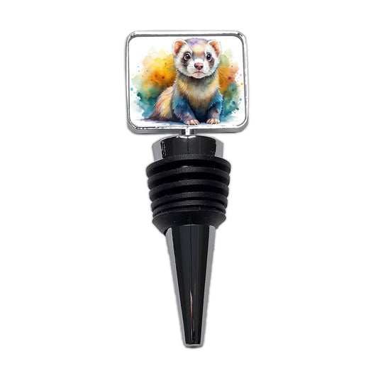 Ferret Colorful Watercolor Wine Bottle Stopper