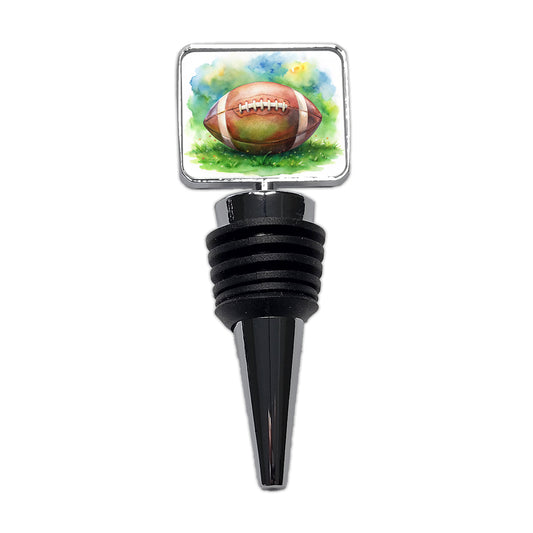 Football Ball On Field Watercolor Wine Bottle Stopper
