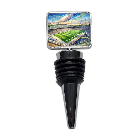 Football Game Field As Seen From Stadium Stands Watercolor Wine Bottle Stopper